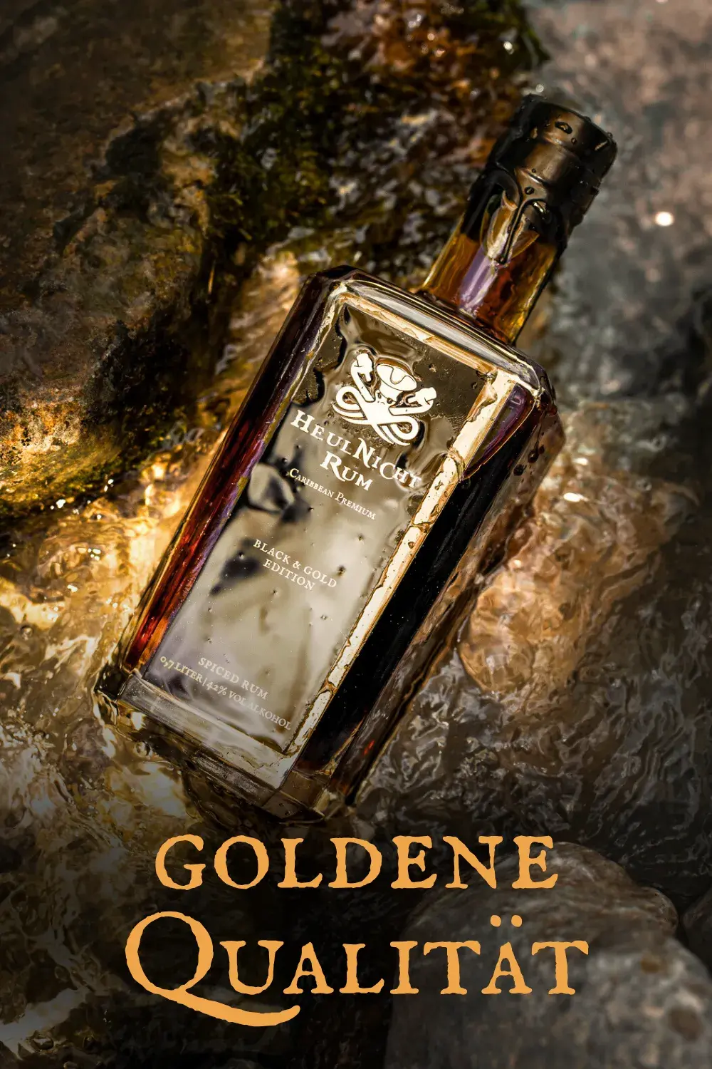 HeulNichtRum Goldene Flasche im Wasser