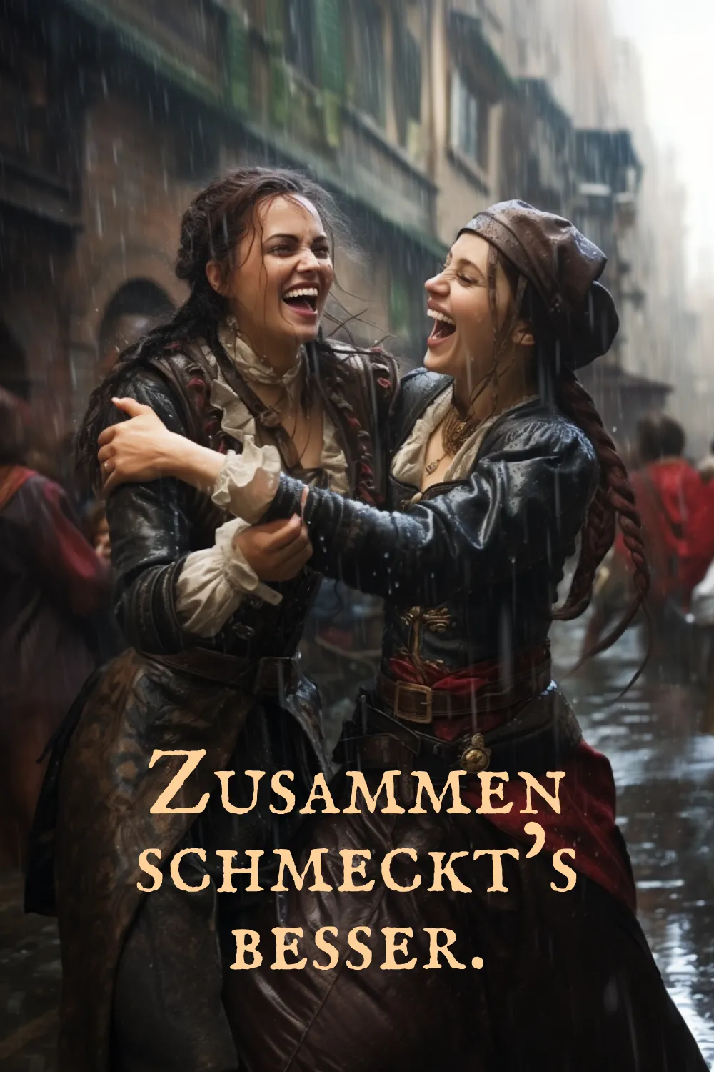 HeulNichtRum Frauen lachend im Regen
