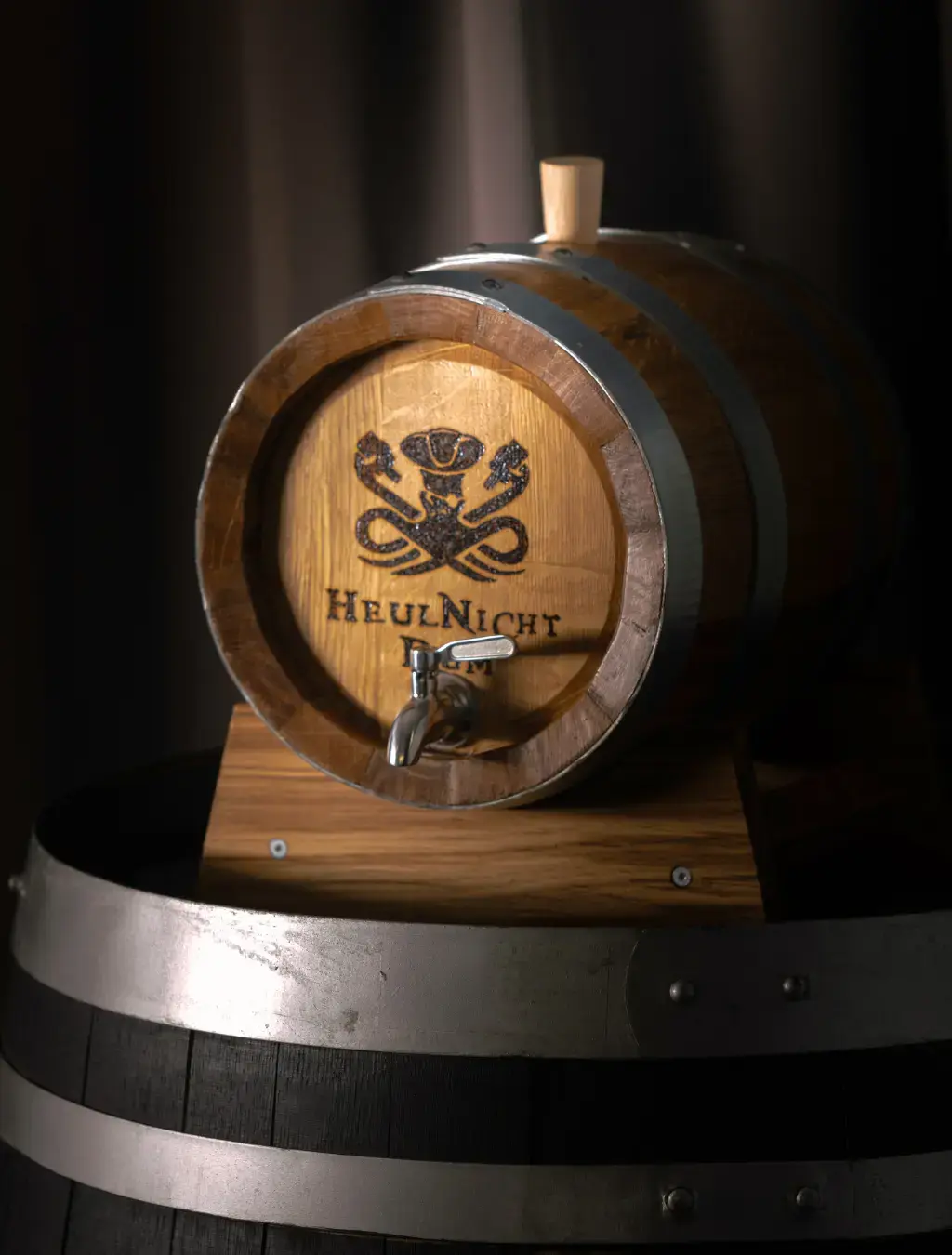 HeulNichtRum Eichenholzfass mit 6 Gläsern