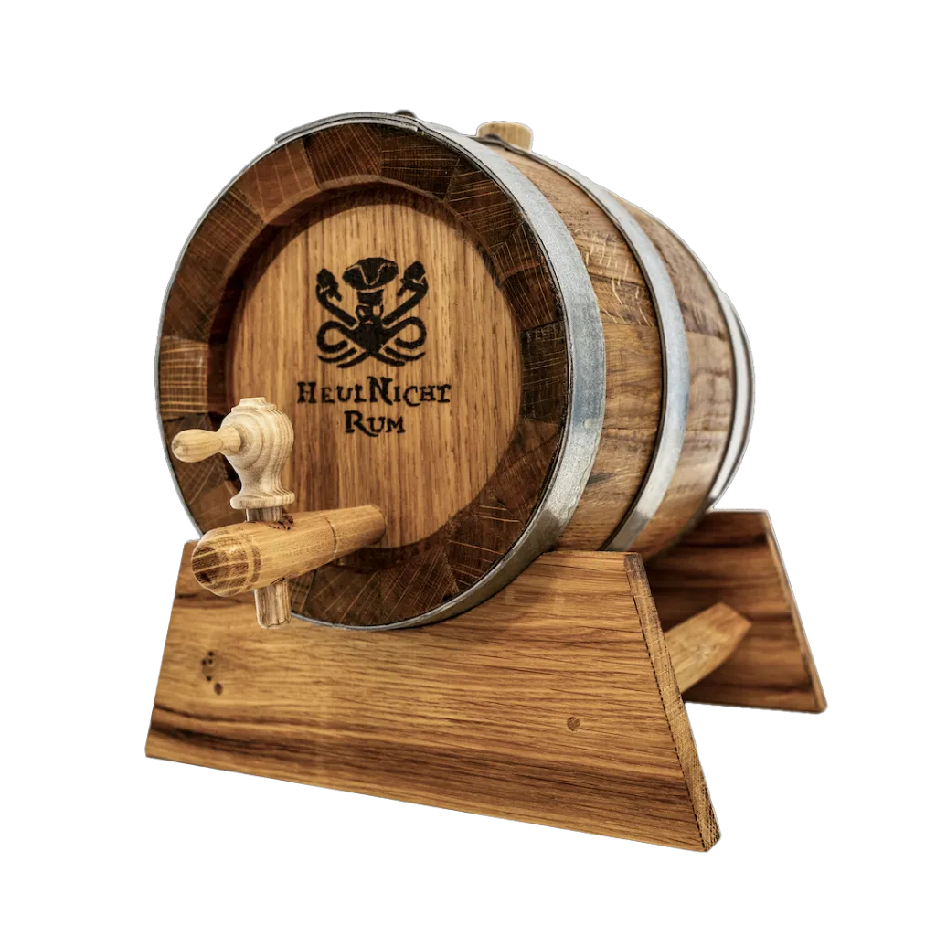 [HNR10152] HeulNichtRum Eichenholzfass mit 6 Gläsern Black&Gold
